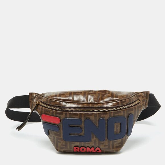 Fendi Handbags - Fendi x Fila Brown Zucca Coated Canvas Mania Belt Bag 568-050225
